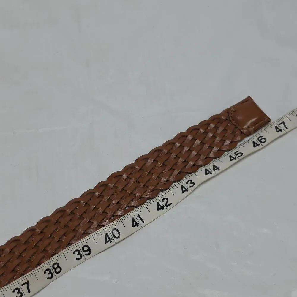 J.Crew Genuine Leather Woven Bohemian Belt In Cognac Brown Size Large - Picture 4 of 5